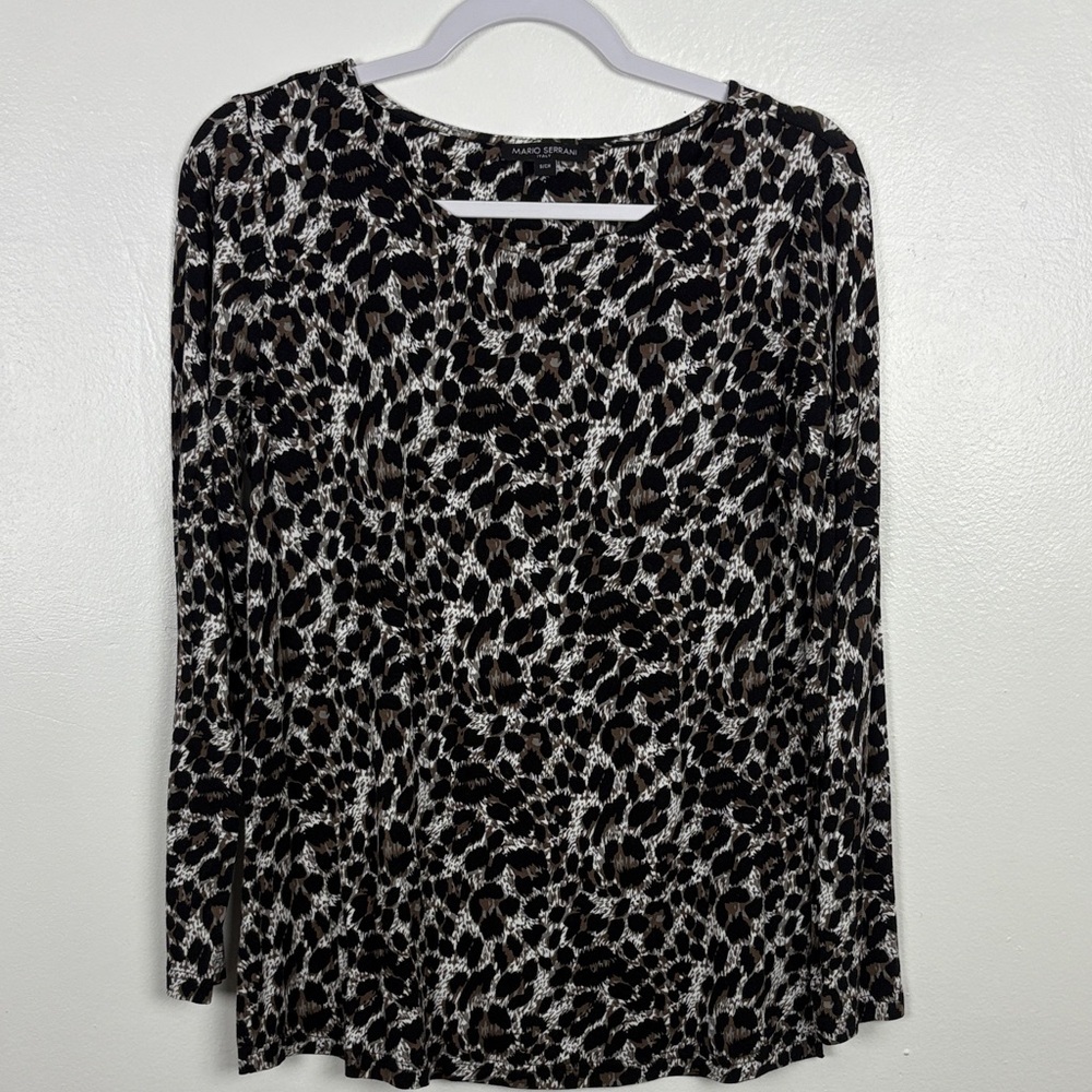 Mario Serrani Italy Women’s Small Long Sleeve Stretchy Print Top‎